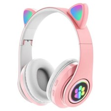 Wireless Bluetooth Cat Ear Headset LED Headphone For Kids. Pink, Black, Beige