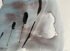 Abstract Mixed Media Ink Watercolor Painting On Paper 11 X 15” Contemporary