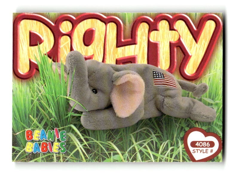 1999 Beanie Babies Series 4 Trading Cards #4086 Righty the Elephant #222