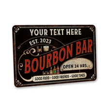 Personalized Bourbon Bar Sign Whiskey Bar Decor Metal Bourbon Sign 108122002166