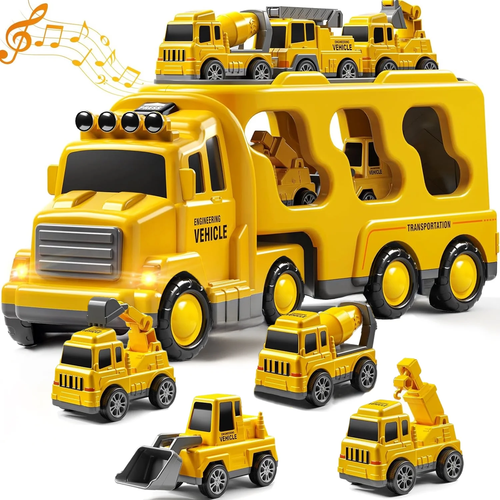 Payusd Construction Toddler Truck Toys for 3 4 5 6 Year Old Boys 5-In-1 Friction