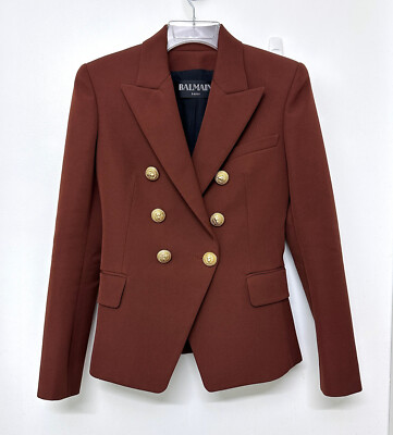 Balmain Double Breasted Terracotta Brown Blazer Jacket 6