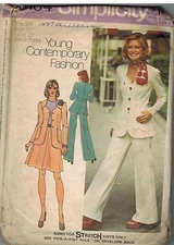 6104 Vintage Simplicity Sewing Pattern Teen Unlined Jacket Short Skirt Pants OOP