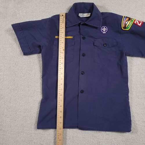 Boy Scouts of America BSA Youth Shirt Medium Blue Patches Button Up - Picture 10 of 13