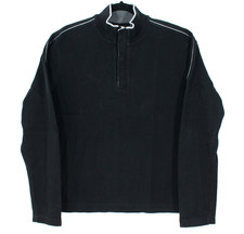 Hugo Boss Sweater Men's XL Cotton 1/4 Snap Black Classic Warm Comfort w/Flaw