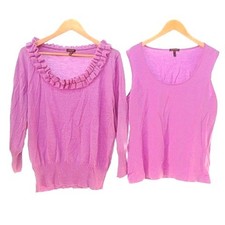 ESCADA Women's Purple Wool Silk Cashmere 3/4 Sleeve Knit Set AB Ages 14 