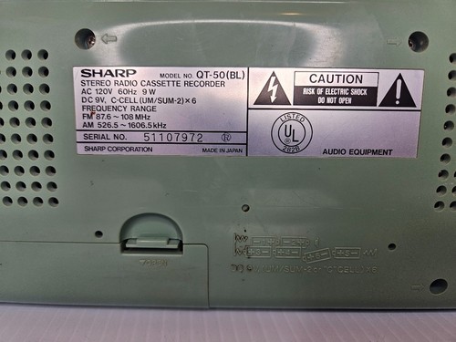 SHARP QT-50 (BL) VTG 80s AM/FM Radio Cassette Boombox , FOR PARTS - Picture 3 of 7