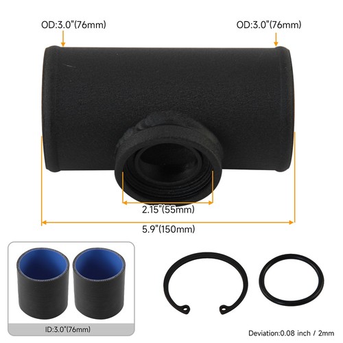 SSQV Blow Off Valve SQV IV + 76mm Alloy Flange Adapter Pipe+Silicone Hose Black - Picture 8 of 10
