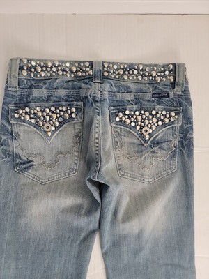 Miss Me Jeans Womens Sz 27 Low Rise Boot Cut Bling Embellished Y2K 90s