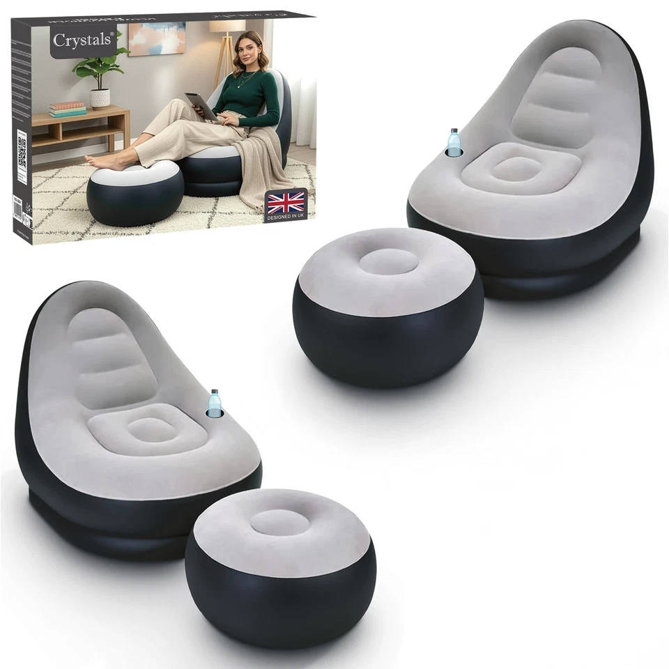 Inflatable Deluxe Lounger Ottoman Couch Gaming Chair Foot Stool Seat Air - Image 1 of 1