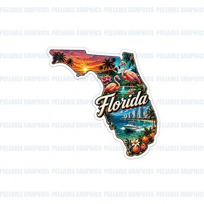 Florida State Shape Bumper Vinyl Decal Sticker Souvenir Travel Luggage FL G