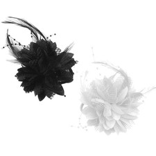 2Pcs Feather Flower Hair Clip, Ladies Feathers Hair Clip, Fascinator Headwear...