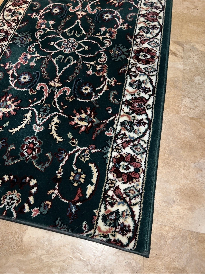 Alfombra de Corredor Dayln Lana Seda Mechonada a Mano De Colección 10’ Verde Floral Country Tradicional Foto 3 de 4