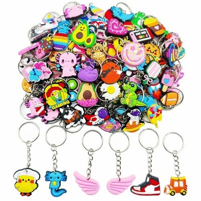 30/50/100 Bulk Different Keychains, Mixed Non-Repeat Cute Key Chain for Class...