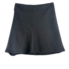 Old Navy Black Textured Wool Blend A-Line Mini Skirt Size 8 Lined Charcoal