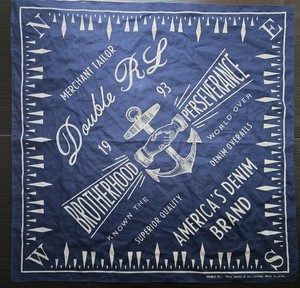 RRL Ralph Lauren Polo Indigo Blue Cotton Bandanna Tattoo Anchor
