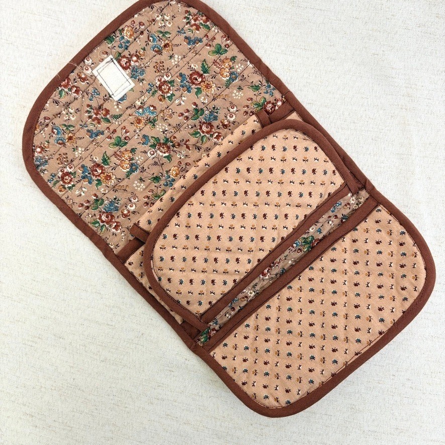 Handmade Quilted Patchwork Wallet Brown Floral La… - image 2