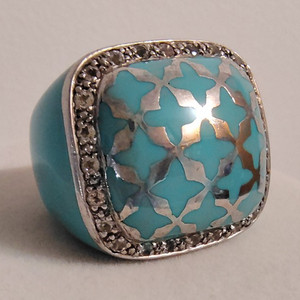 RARE Angelique de Paris CALLAS Sterling Silver White Topaz Ring Size 9