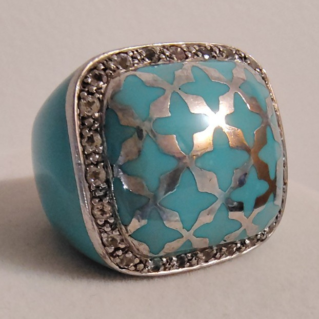 RARE Angelique de Paris CALLAS Sterling Silver White Topaz Ring Size 9