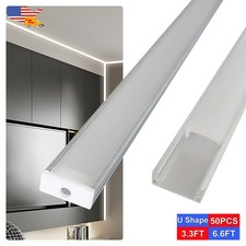 3.3FT/1M U Type Led Aluminum Channel 50Pack With Milky Cover For Led Strip Light
