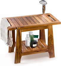 22 L Teak Shower Bench for inside Showers -400Lbs Capacity-Teak Shower Stool, Wo