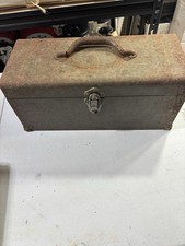 Vintage Metal Toolbox Industrial Utility Chest – Unbranded 1940s–50s Rustic