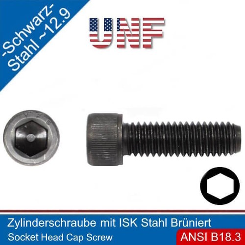 Zylinderschraube mit Innensechskant 0-80 UNF Stahl 12.9 schwarz | - Picture 8 of 8