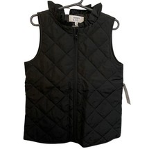 Crown & Ivy Black Quilted Puffer Vest Kids Girls Full Zip Ruffle Sz Small NWT
