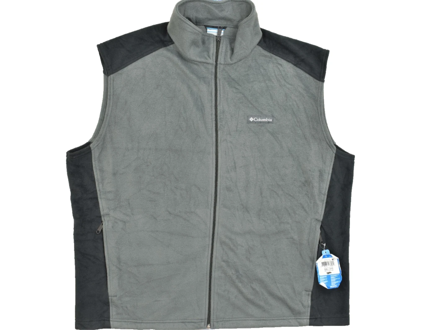 Columbia Steens Mountain Fleece Vest Men's Size XXL Gray Black Zip Outdoor NEW