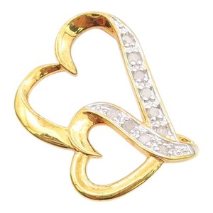 Authentic 925 Sterling Silver Genuine Diamonds Gold Plated Love Hearts Pendant PT7845