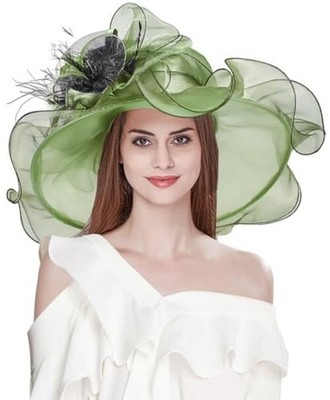 Z&X Women Organza Church Derby Hat Wide Brim Sun Hats for  display picture 3