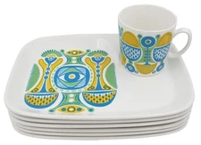 MCM Figgjo Flint Calypso Norway Scandinavian 12 pc set Cup Snack Plate Luncheon