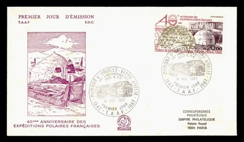 DR WHO 1987 FRENCH ANTARCTIC FSAT FDC EXPEDITION ANIV CACHET 20.00 M70588