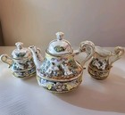 R CAPODIMONTE MAS VTG Porcelain Tea Set Made In Italy Floral Cherubs Grannycore 