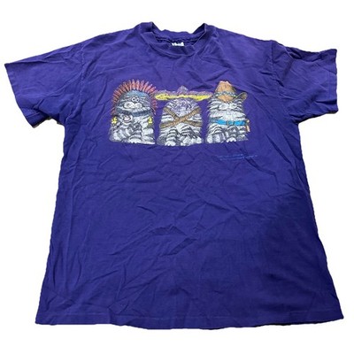 VTG 1992 Western Cat Cartoon Shirt  The Wild Bunch  Carol Montgomery Sz L Purple