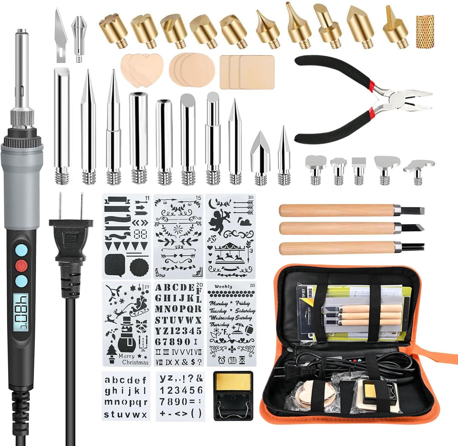 51PCS Professional Wood Burning Kit with Adjustable Temperature Pyrography Tool