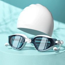 Swimming Goggles Cap Adult Anti-fog Swimming Goggles Set Waterproof Silicone