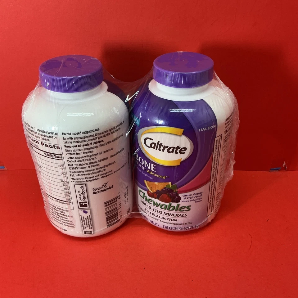 2 упаковки кальтрат жевательные 600 + D3 плюс минералы кальций витамин D 155ct, 03/2026 - Изображение 2 из 3