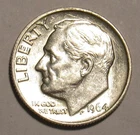 1964 D ROOSEVELT DIME , 90% Silver BU