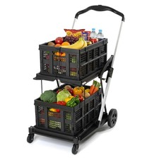 Utility Cart with Wheels Folding Shopping Black