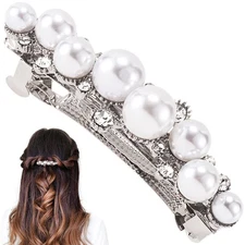 OIIKI Pearl Hair Snap Clips for Wedding, Elegant Pearl Barrettes with Pins fo...