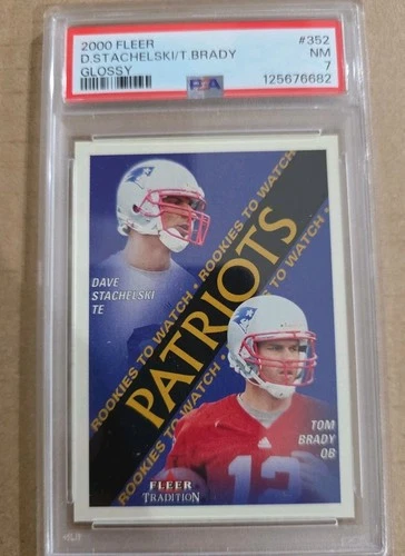 🏈🐐🔥🔥2000 Fleer TOM BRADY Rookie  GLOSSY/7500 RC #352 PSA 7 NM 🏈🐐 🔥🔥