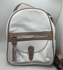 FADEON Mini Backpack White Faux Leather Purse