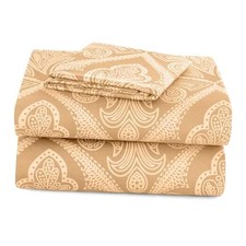 Paisley Sheet Set, 3 PC Soft Microfiber Wrinkle Free Sheets - Twin Taupe