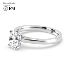 Oval Diamond Engagement Ring Platinum Labgrown 1 Ct Solitaire