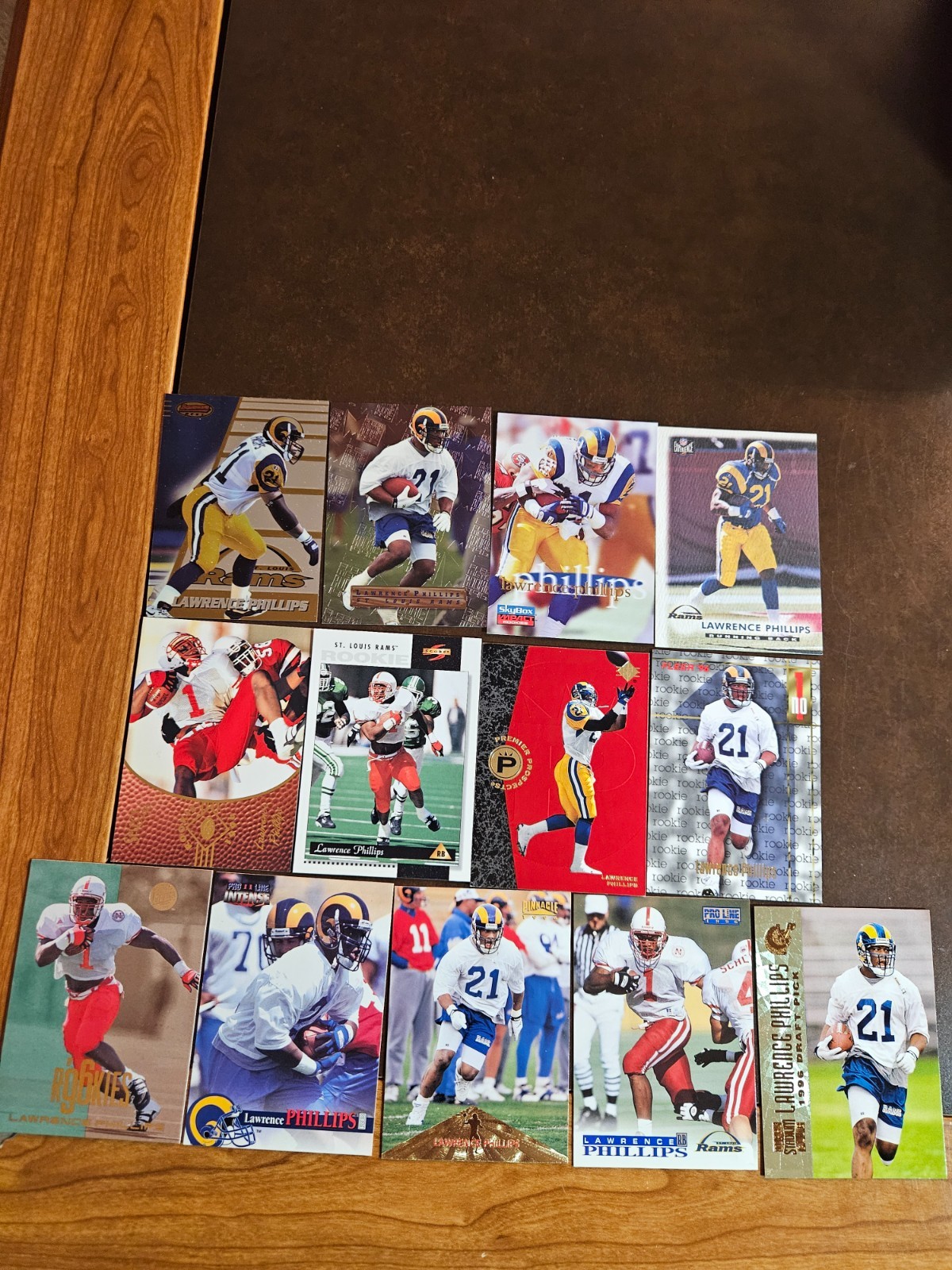 LAWRENCE PHILLIPS - **Lot of 13 Different Rookie cards** -Rams -NRMT-MINT