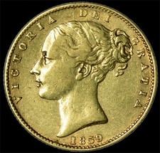 QUEEN VICTORIA 1859 GOLD SOVEREIGN ANSELL..