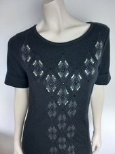 Abito MADELEINE 38 40 nero 48% lana manica corta paillettes strass