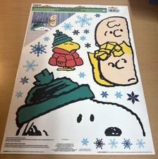 24 Pc Peanuts Christmas Peeker Window Clings New
