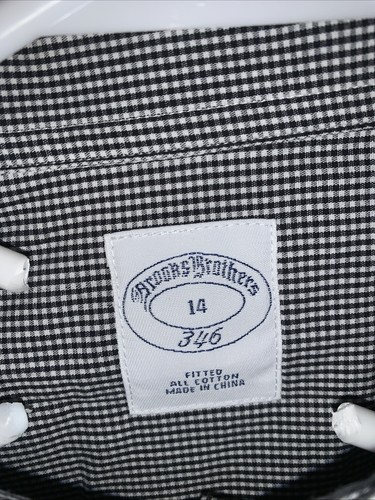 Brooks Brothers 346 Shirt Size 14 Black & White Gingham Long Sleeves - Picture 3 of 8